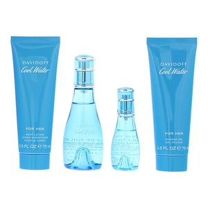 Davidoff Cool Water Woman Eau de Toilette 50ml, Eau de Toilette 15ml,  Body Lotion 75ml + Shower Gel 75ml Gift Set